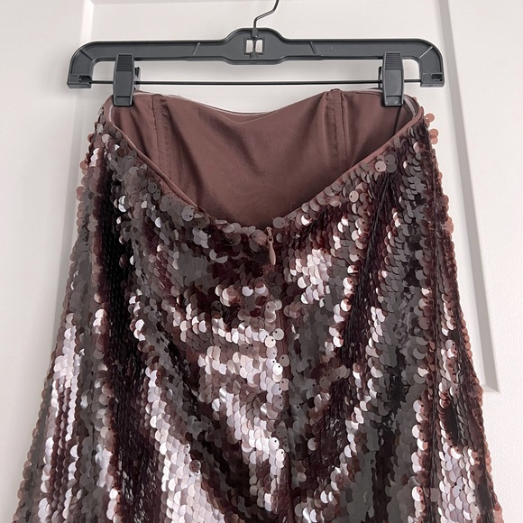 STAUD Casey Sequin Strapless Maxi Dress Bronze - Picture 6 of 10